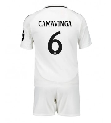 Real Madrid Eduardo Camavinga #6 Primera Equipación Niños 2024-25 Manga Corta (+ Pantalones cortos)